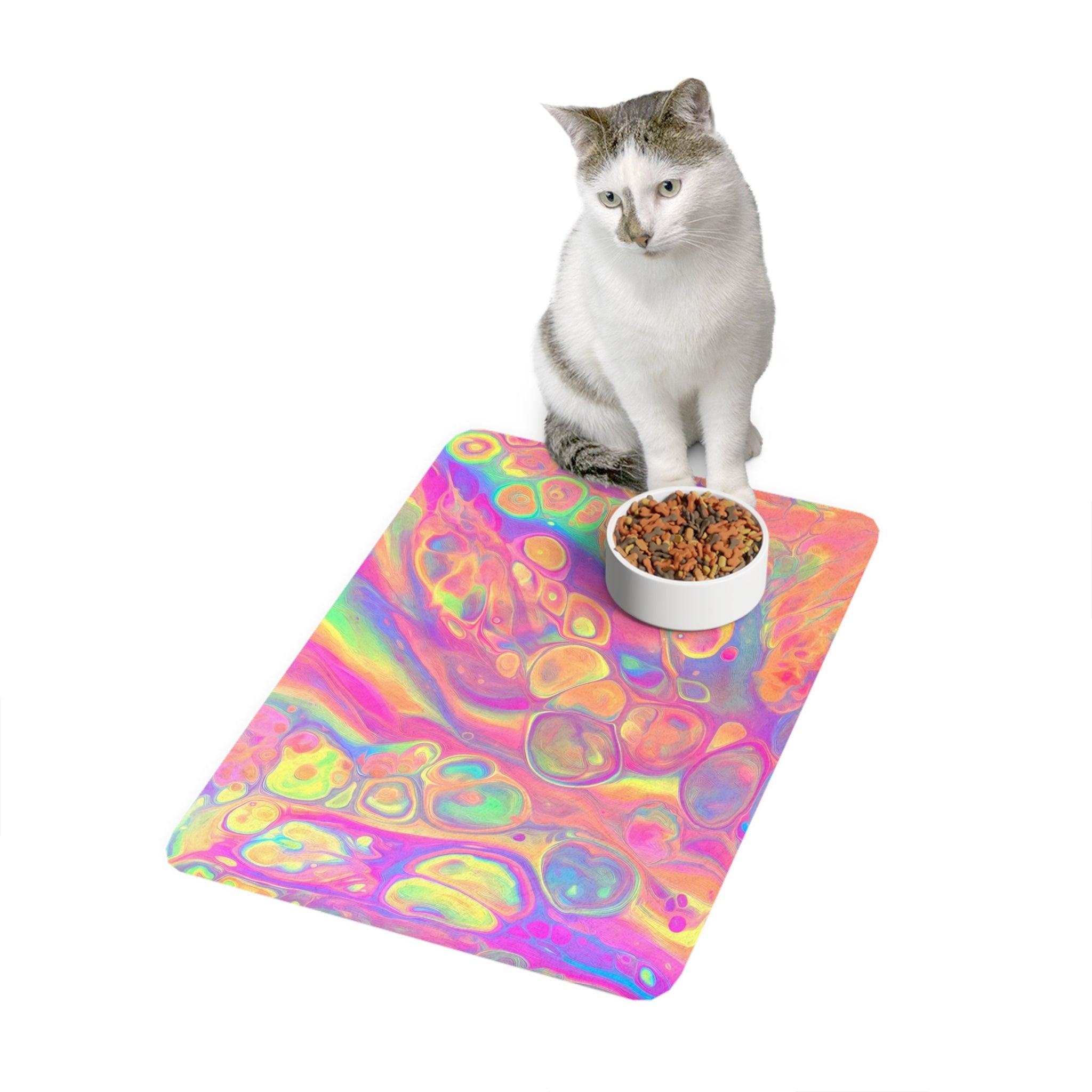 Bespattered Facade Rainbow Sherbet Pet Food Mat