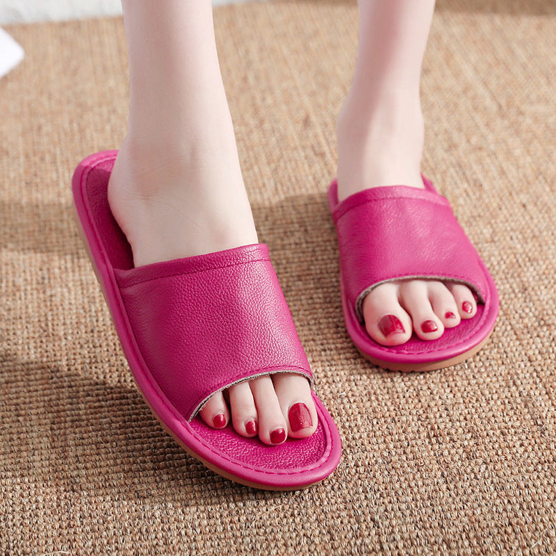 Home Leather Slippers for Men and Women Indoor Use