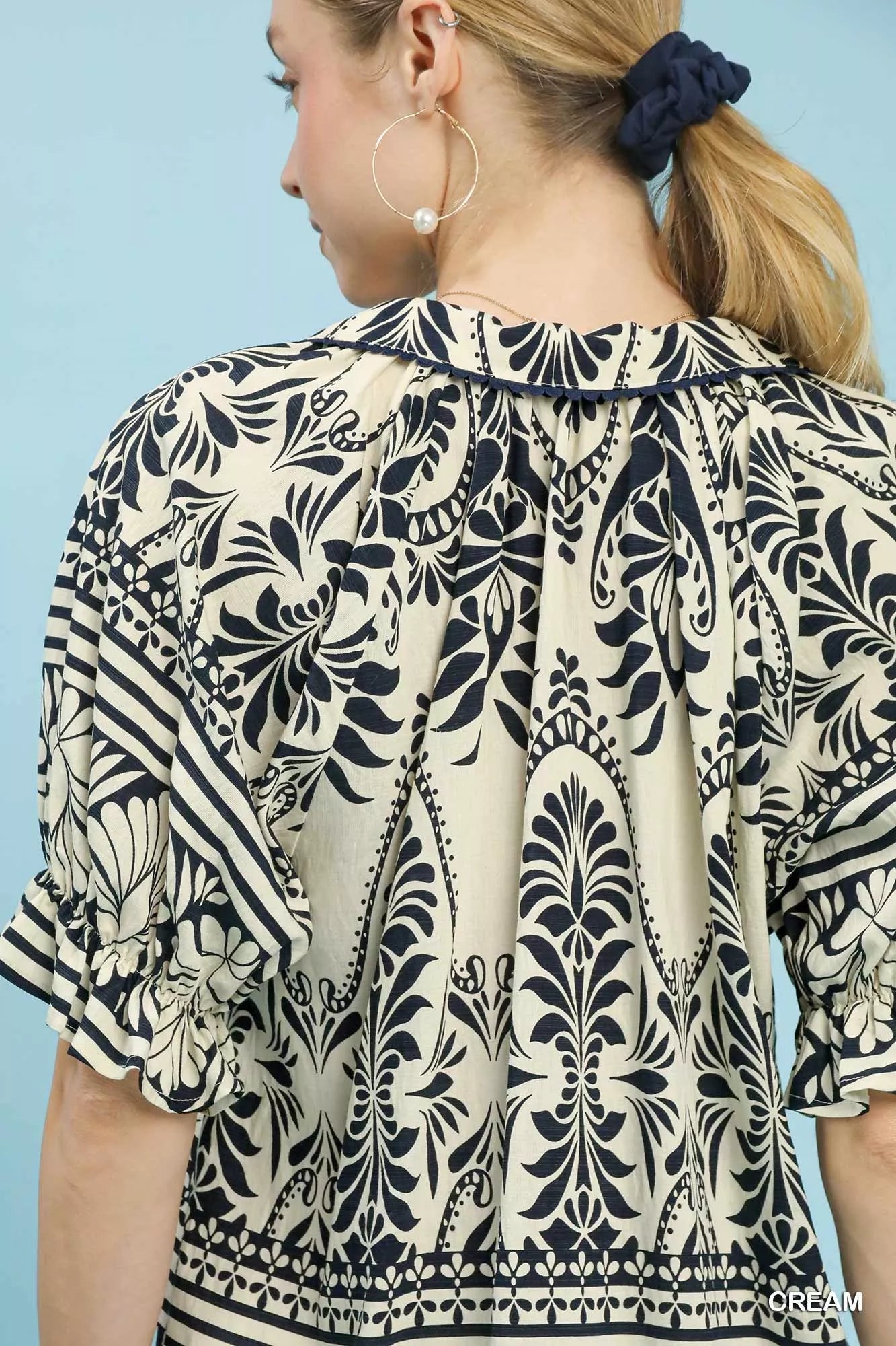 Umgee Two Tone Boarder Print Top