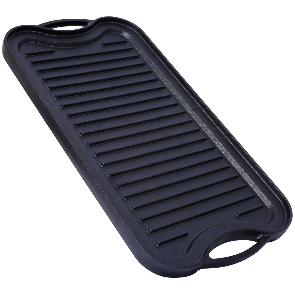 Pre-Seasoned Cast Iron Reversible Rectangular Grill/Griddle, Black,20inch x 10inch