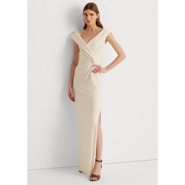 Lauren Ralph Lauren Jersey Off-the-Shoulder Gown, Size 2