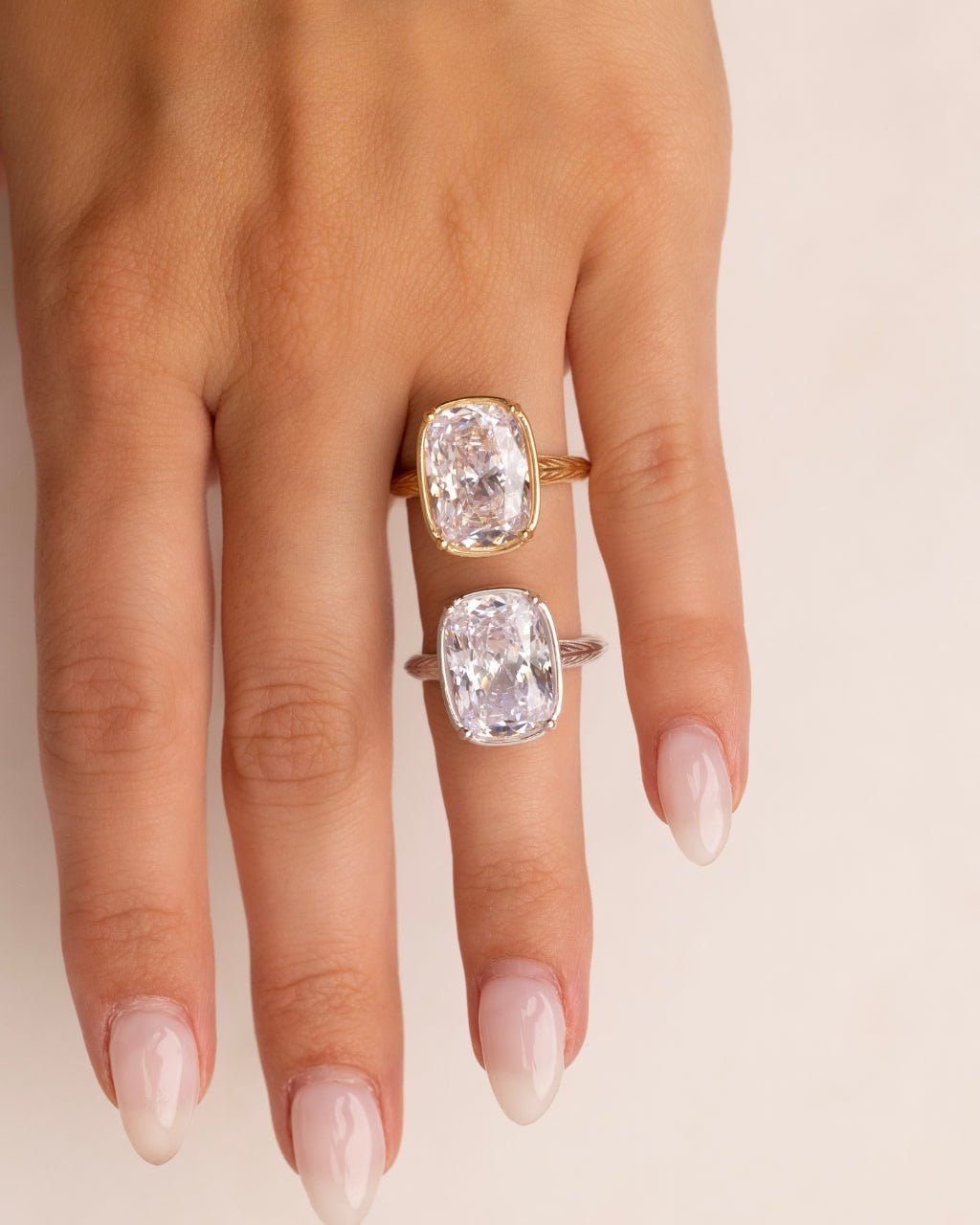 Sterling Silver Elongated Cushion Cocktail Ring 4ct & 8ct