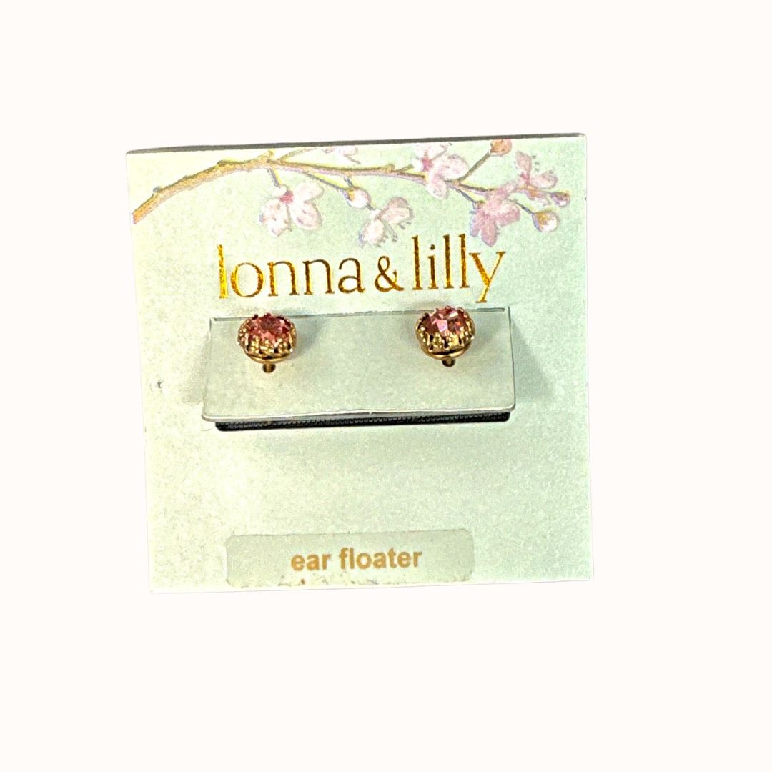 Lonna and Lilly Gold-Tone Stone and Crystal Halo Stud Earrings