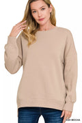 Zenana Full Size Fleece Hi-low Boyfriend Sweatshirts with Pockets Plus Size