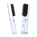 Cordless Hair Straightener Brush Portable on The go Comb for Travel USB chargingTwo Power sources40s Fast HeatingLCD Large Screen Display (White)