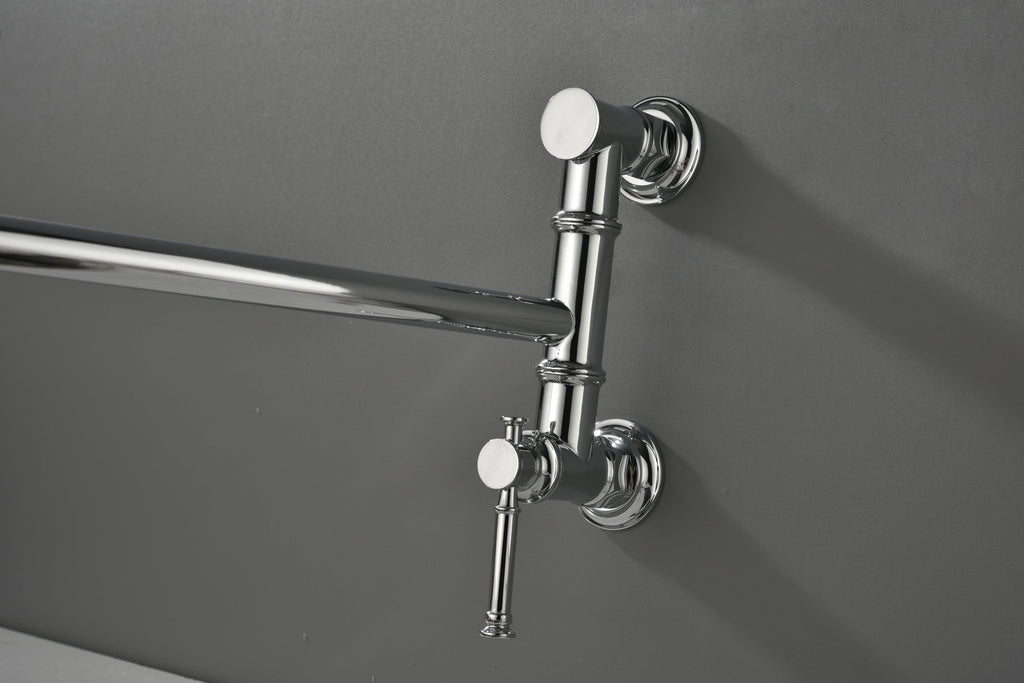 Wall mounted Pot Filler Faucet, Modern Brass Pot Filler Two-Attachment Wall Mount Folding Kitchen Pot Filler Swing Arm