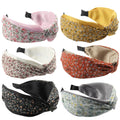 HUANMAYE Boho Fashion Knotted Headbands For Women Cross Knot Hair Accessories Wide Hairbands Fabric Elastic Hair Hoops for Yoga Outdoor Exercise 6Pcs (Floral)