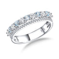 RANDES 925 Sterling Silver Aquamarine Rings for Women March Birthstone Ring Cubic Zirconia Wedding Band Dual Stacking Rings Size 9
