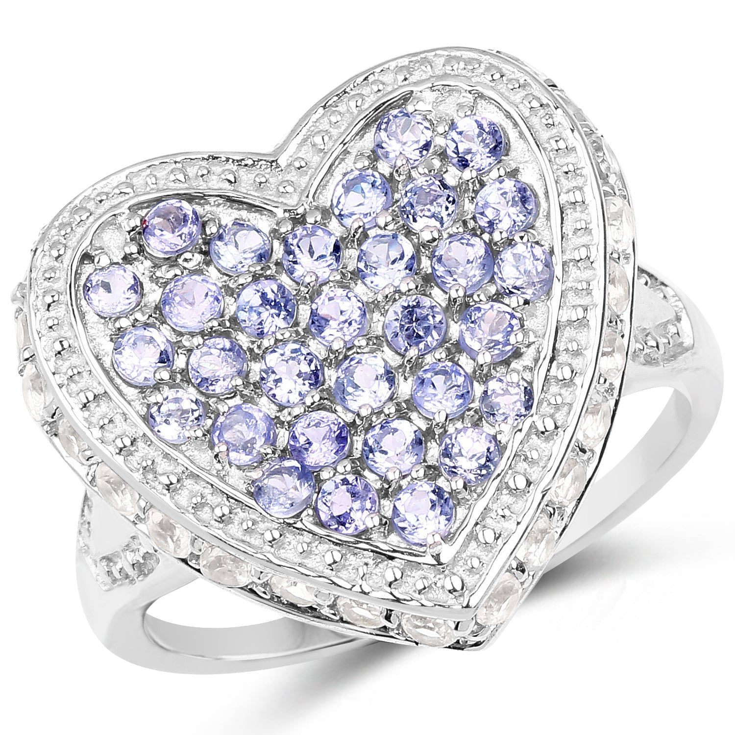 1.81 Carat Genuine Tanzanite and White Topaz .925 Sterling Silver Ring