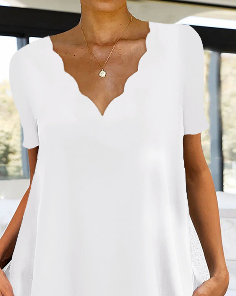 V-neck Hem Dress for Women's Fashion Home Wear