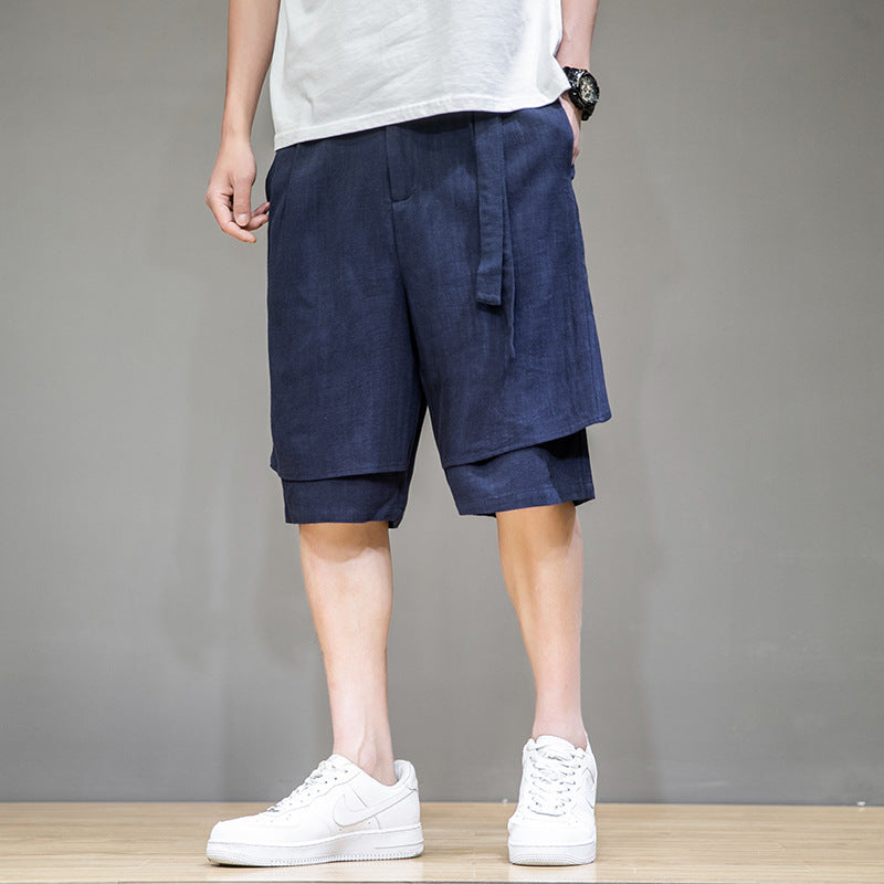 Men's Plus Size Casual Loose Linen Five-Point Shorts
