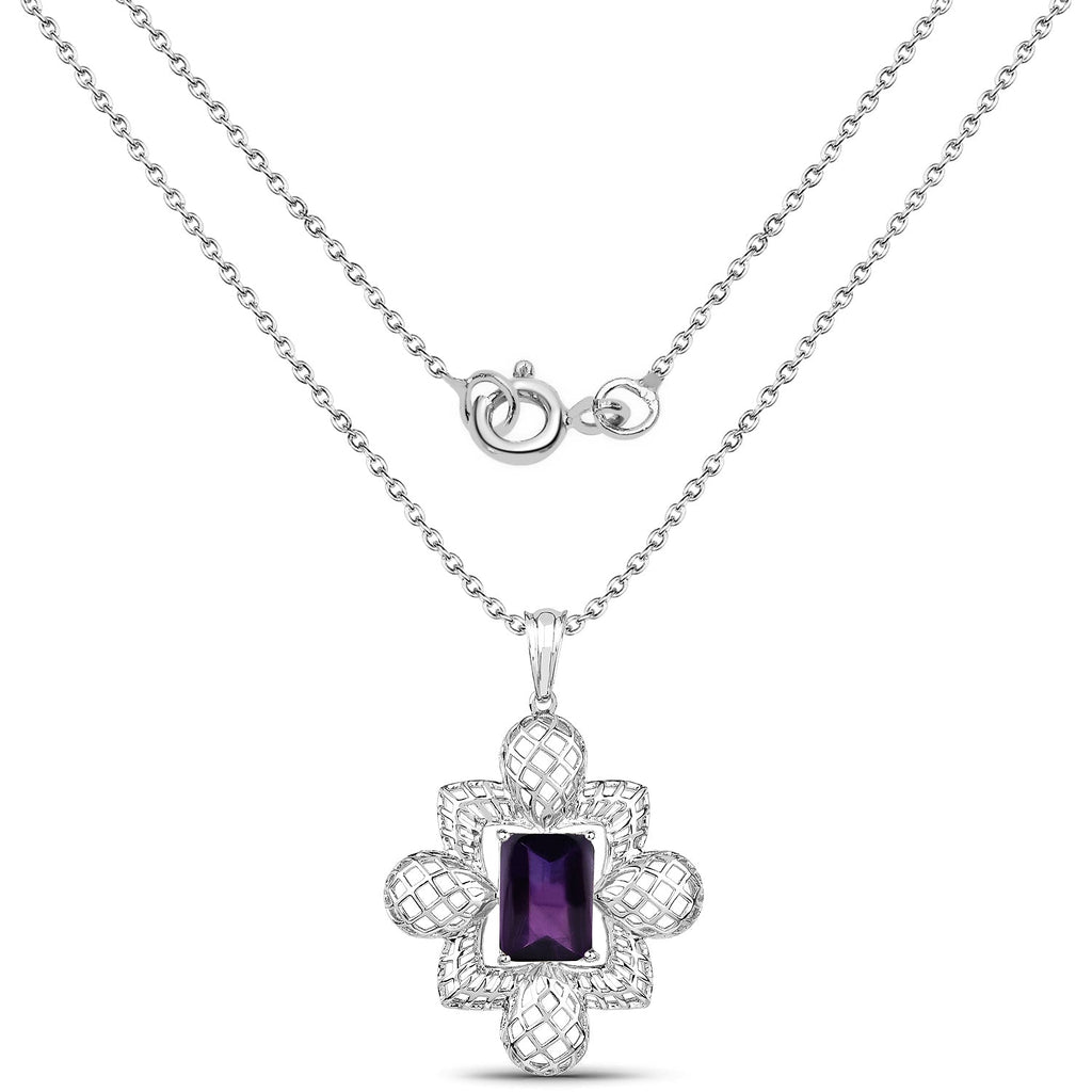 7.80 Carat Genuine Amethyst .925 Sterling Silver Pendant