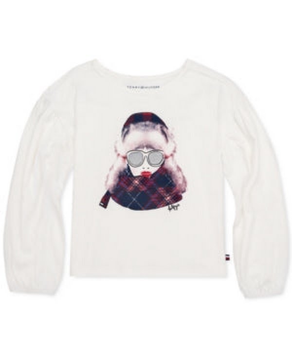 Tommy Hilfiger Kids Ski Girl Long Sleeve Tee Shirt, Size XL/16