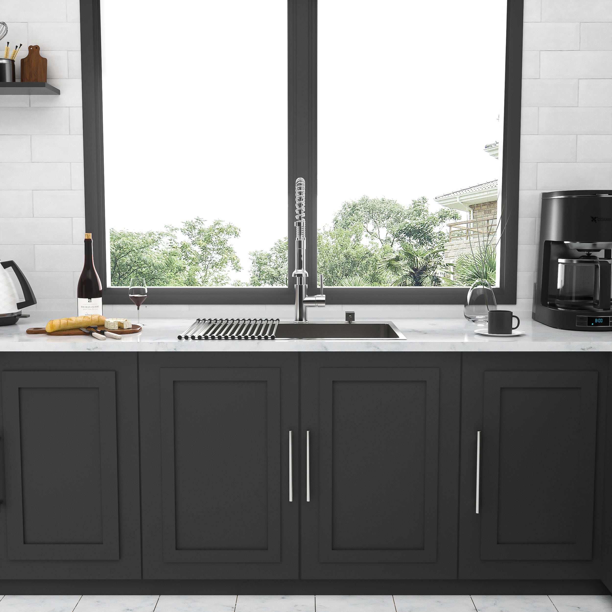 Modern Brushed Nickel 30 x 22 Inch Kitchen Sink Drop-In 16 Gauge Stainless Steel Single Bowl Topmount Basin