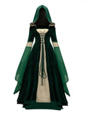 Kahbin Women Hooded Gothic Dress Medieval Corset Renaissance Dress Victorian Dress Halloween Costume (Green X-Large)