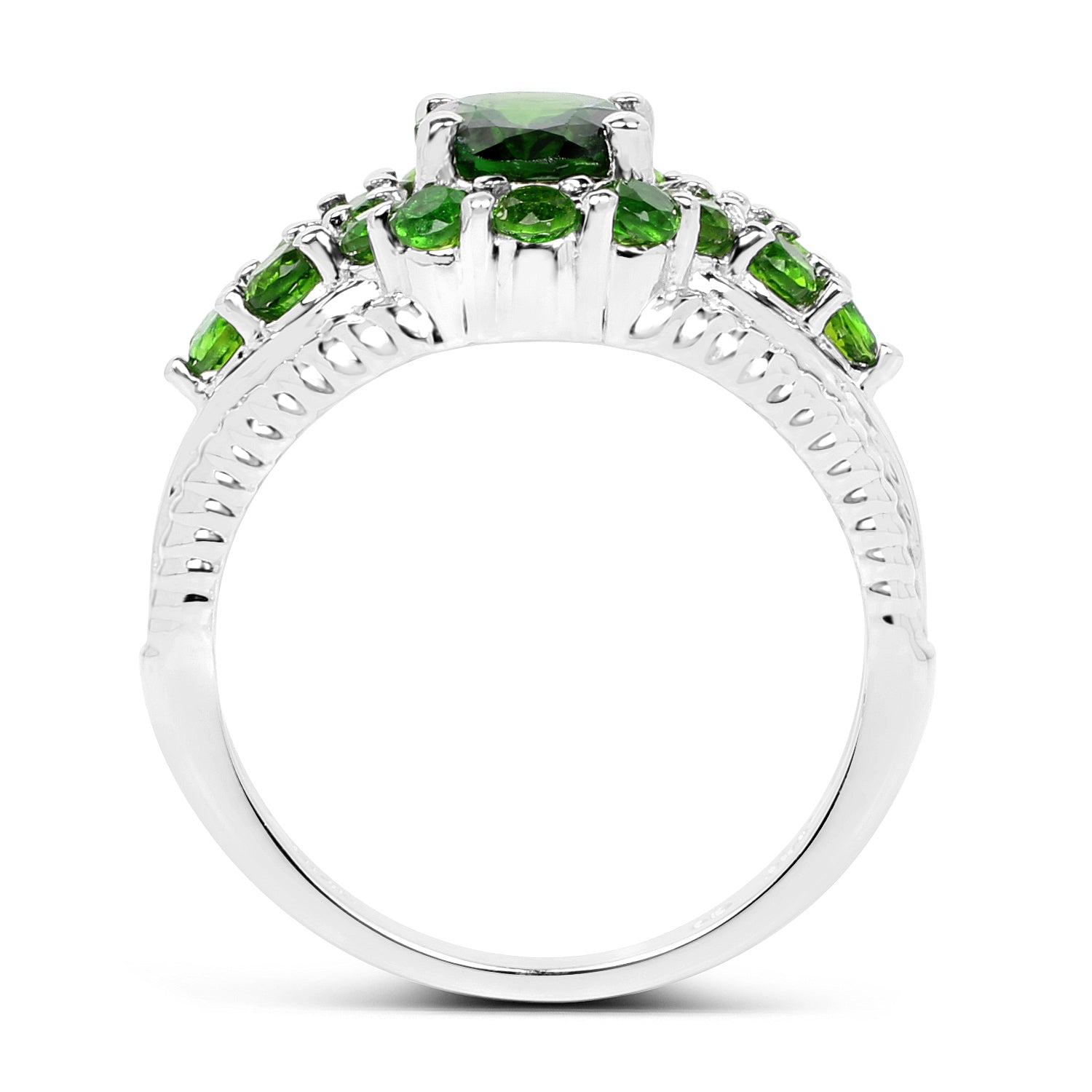 2.28 Carat Genuine Chrome Diopside .925 Sterling Silver Ring