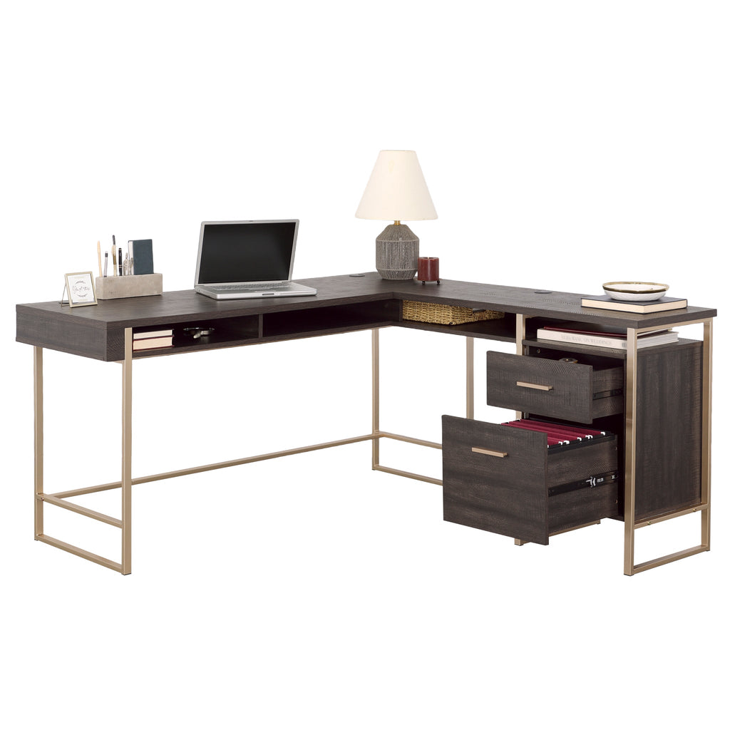 L-Shaped Desk, Black finish