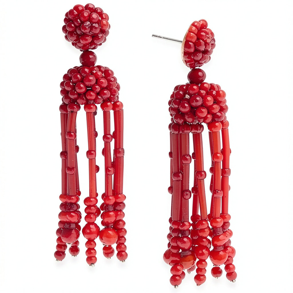 Inc Beaded Tassel Linear Earrings