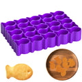 Gold Fish Cracker Cutter 25 Cavity Fish Cookie Cutter Mini Gold Fish Shapes Molds for Cookie Non-stick Dough Plastic Cookie Cutters for Kids Purple