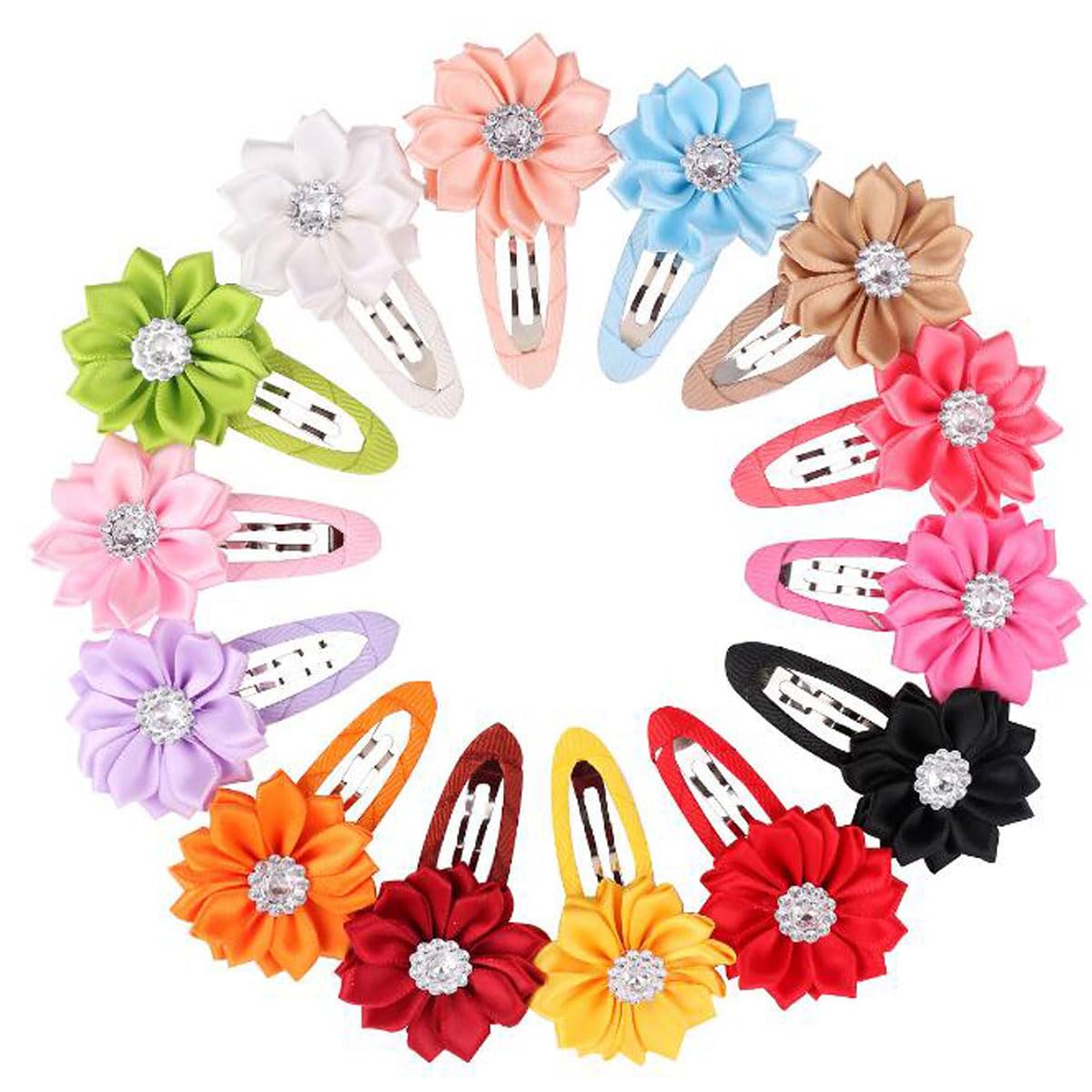 Petunny 14Pcs Baby Flower BarretteRibbon Flower Hair Clips Chiffon Flower Barrettes Suitable for BabyGirlToddlers Hair Accessories (Random Color)