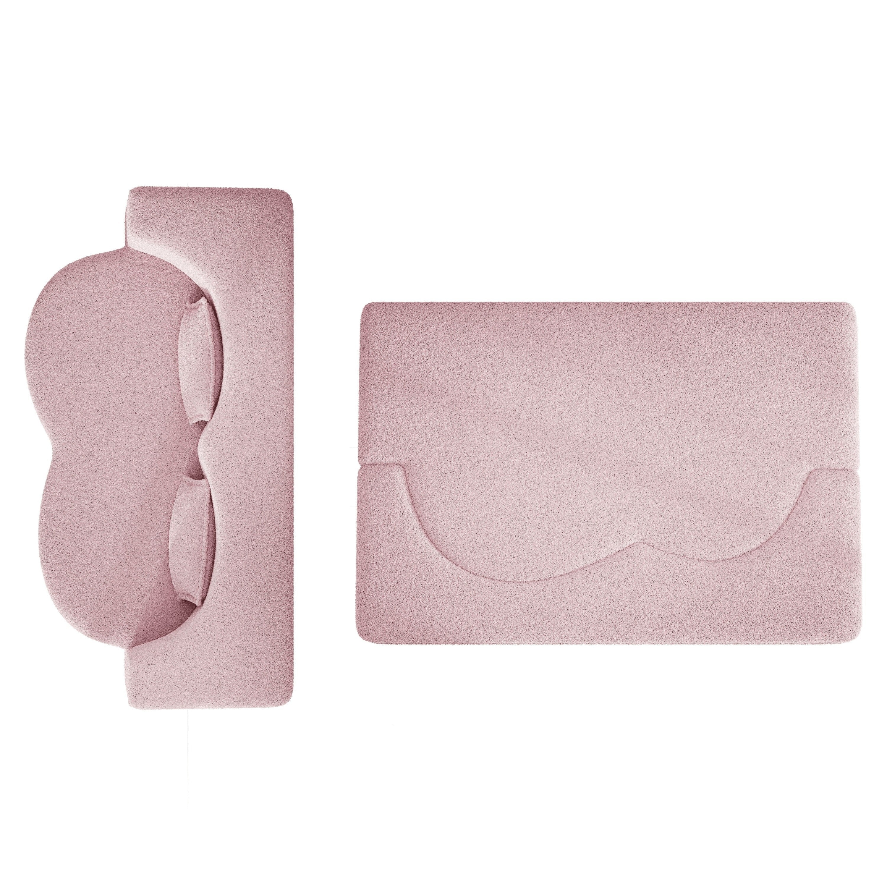 Modern Floor Sofa with 2 Pillows,Convertible Teddy Fabric Foam Filled Sleeper Sofa Bed,15 ' Full Size Folding Mattress for Living Room,Guest Bed,Playroom,No Assembly Required,Pink