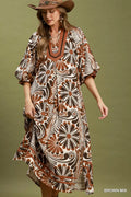 Umgee Abstract Print Midi Dress
