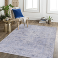 NAAR MAVAL Blue Washable Rug 5x8 Area Rug (Blue+Cream, 5' x 8')