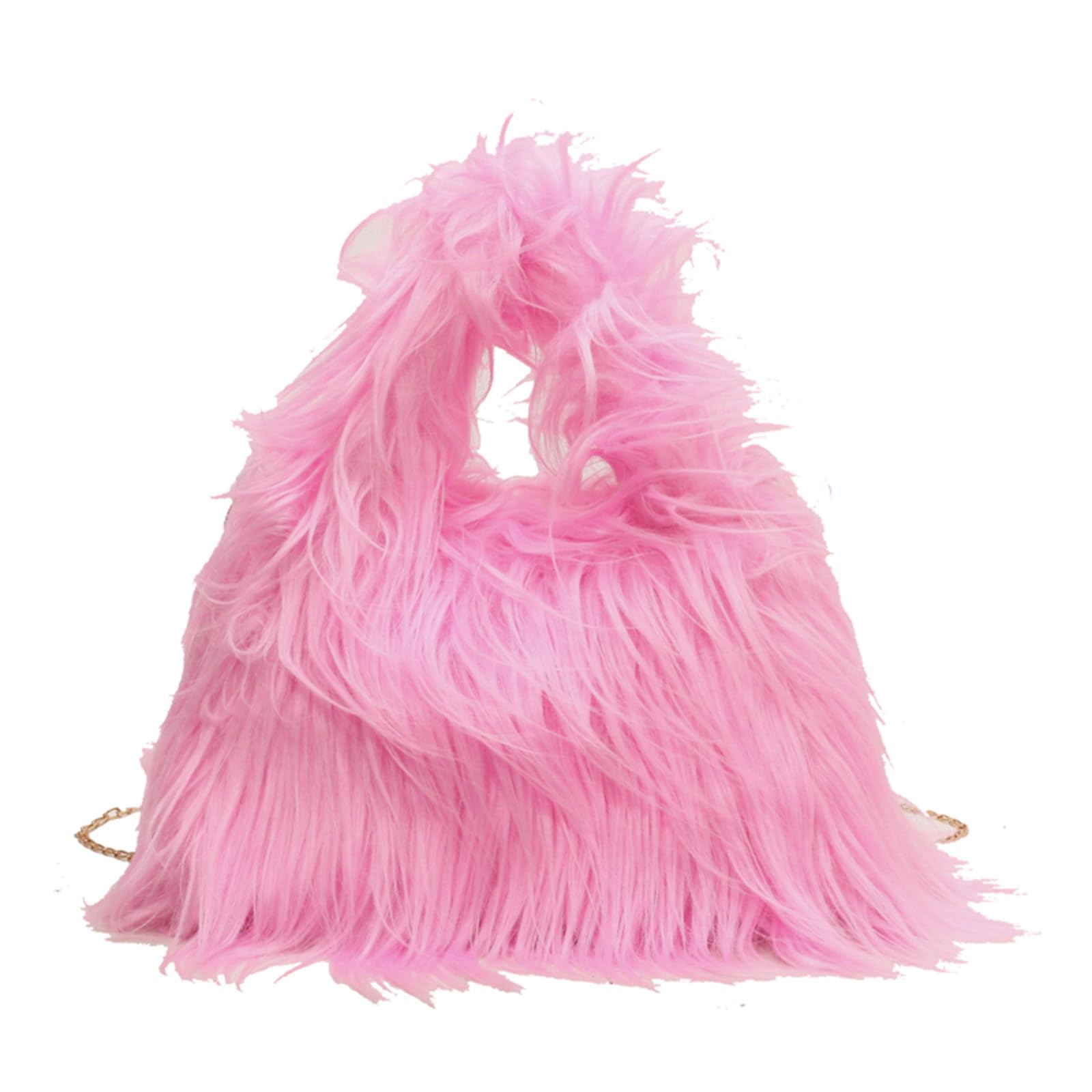 Extolove Furry Purse for Women Faux Fur Bag Y2k Purse Fluffy Tote Bag Fuzzy Crossbody Handbags (Pink)