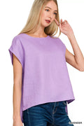Zenana Linen Round Neck Cap Sleeve Top