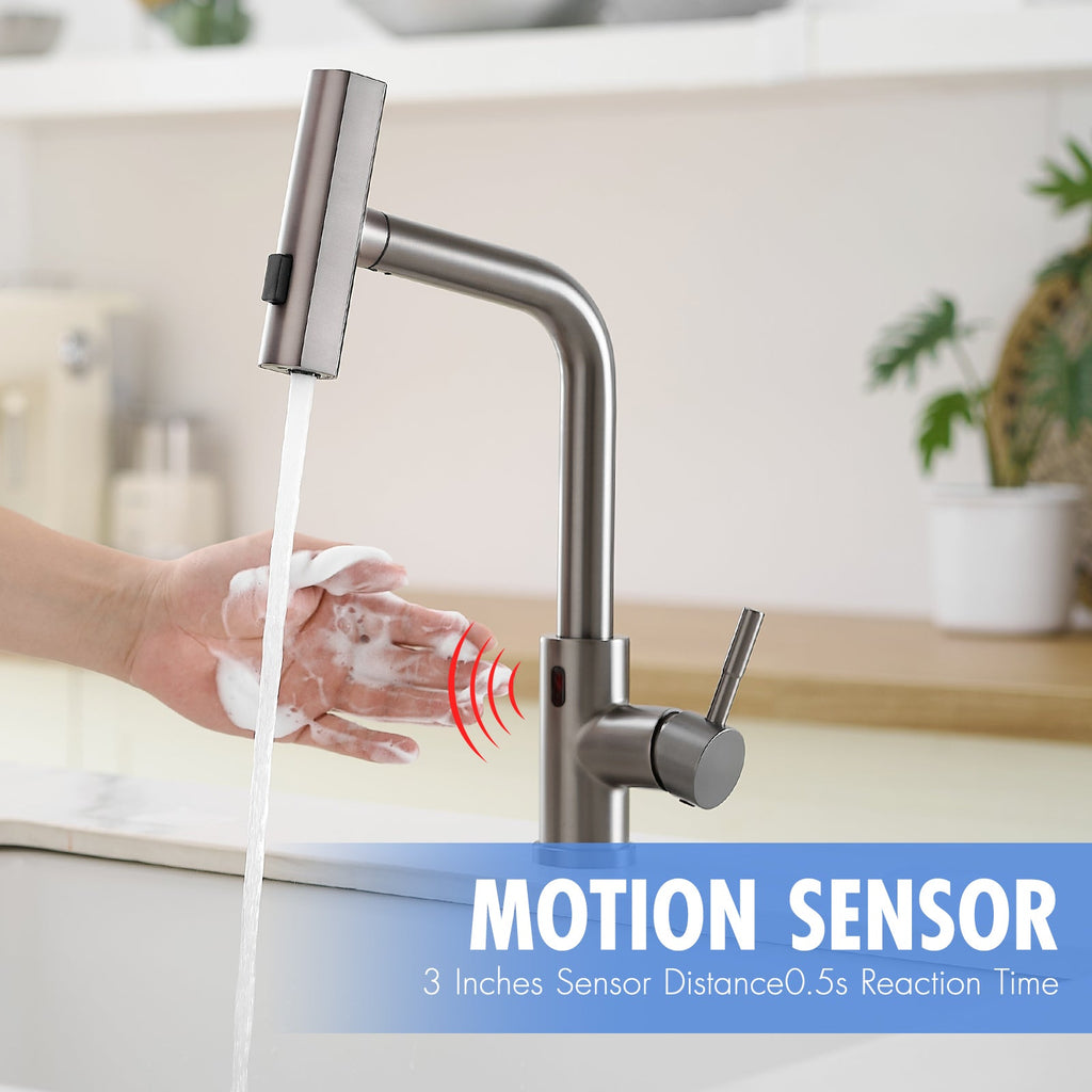 Touchless Kitchen Faucet, Hands Free Automatic Smart Kitchen Faucet, Stainless Steel Touchless Kitchen Faucet