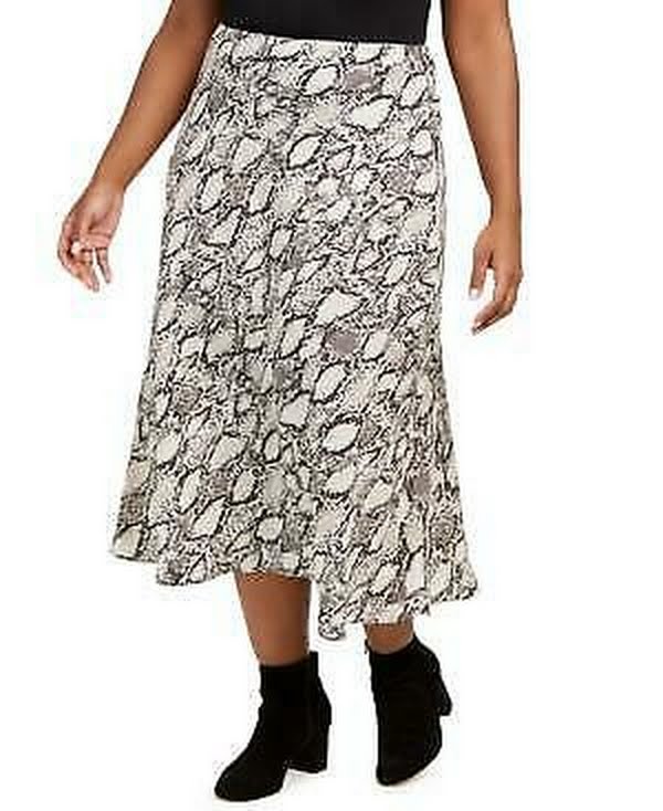 Bar III Womens Plus Snake Print Midi Skirt, Size 3X