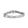 14K White Gold 5.0 Cttw Princess Cut Diamond Invisible Set Alternating Size D Shaped Links Tennis Bracelet (H-I Color, SI2-I1 Clarity) - 7â€