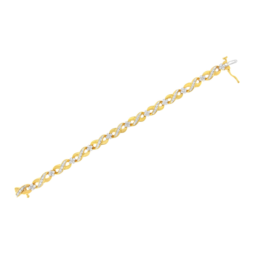 10K Yellow Gold Round-Cut Diamond Infinite Love Bracelet (1.00 cttw, I-J Color, I2-I3 Clarity)