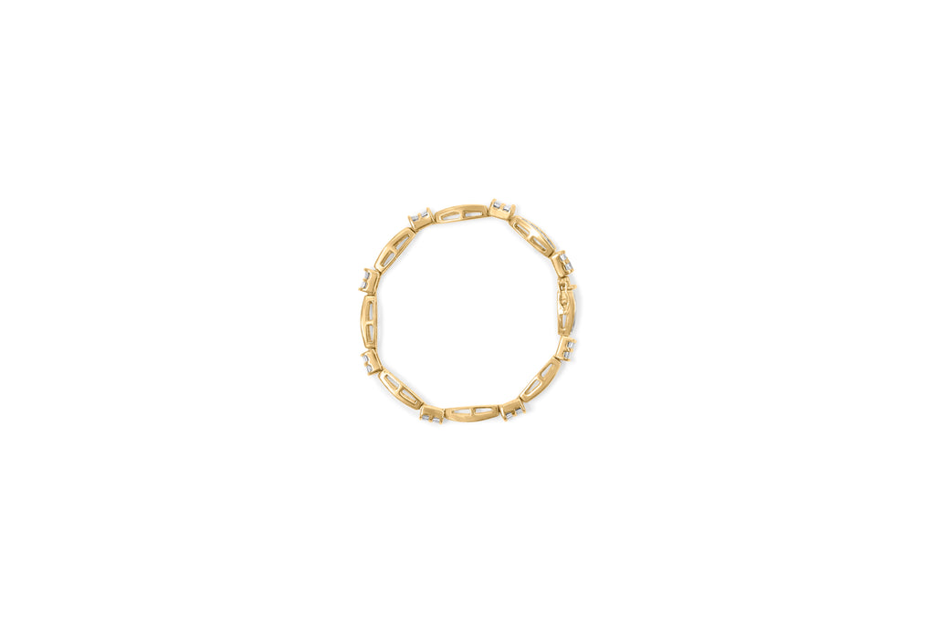 14K Yellow Gold Princess and Baguette Cut Diamond Beaded Bracelet (3.00 cttw, H-I Color, SI1-SI2 Clarity)