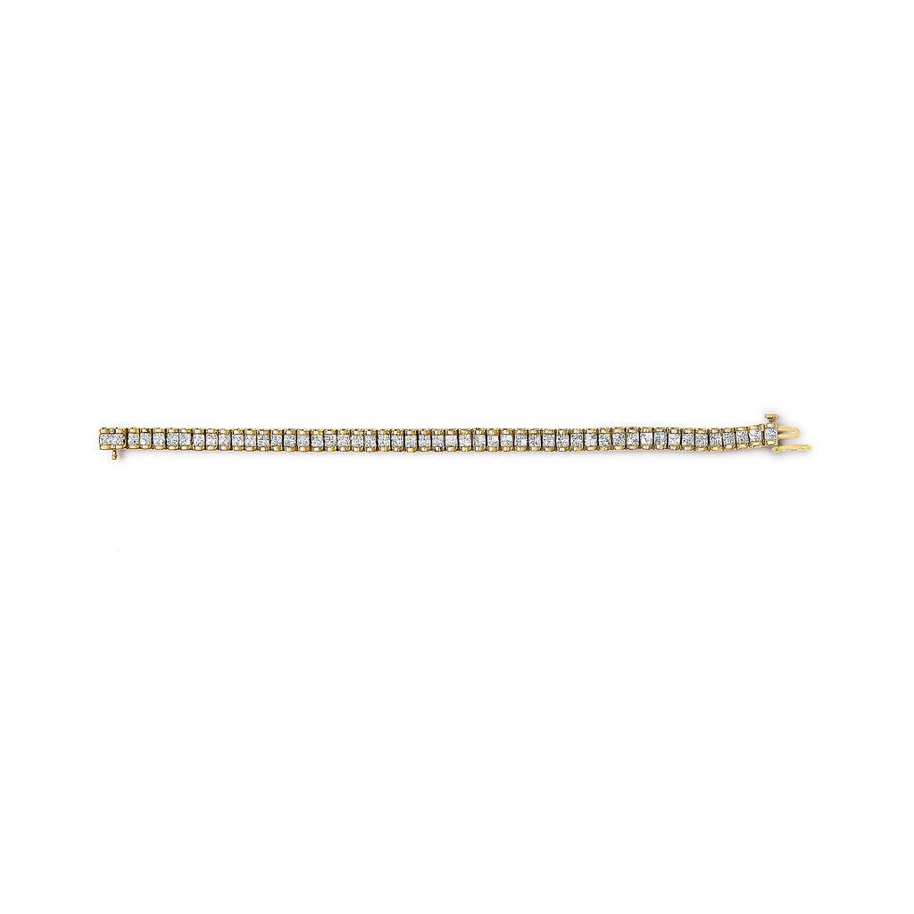 14K Yellow Gold 3.0 Cttw Princess Cut Quad Invisible Set Tennis Bracelet (H-I Color, SI1-SI2 Clarity) - 7â€