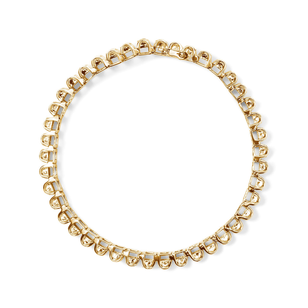 14K Yellow Gold 5.0 Cttw Invisible Set Princess-cut Diamond Buckle Link Tennis Bracelet (H-I Color, SI2-I1 Clarity) - Size 7.25"
