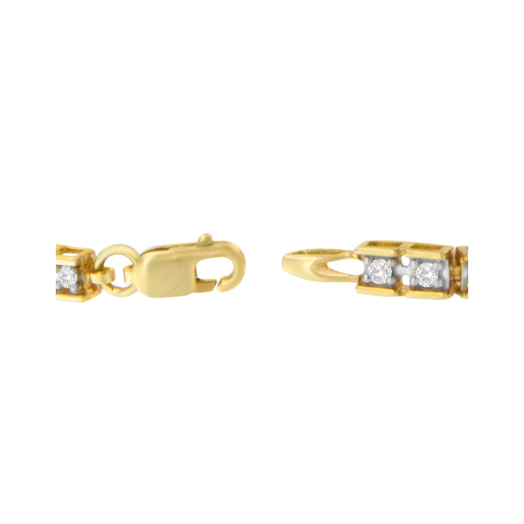 10K Yellow Gold 1.0 Cttw Round Diamond Pave Link Bracelet