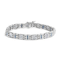 14K White Gold Princess-Cut white and Blue Diamond 3.00 cttw Fashion Link Bracelet (H-I Color, SI1-SI2 Clarity)