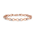 10K Rose Gold 1/2 cttw Diamond Cluster and Infinity Weave Link Bracelet (H-I Color, I2-I3 Clarity) - Size 7"