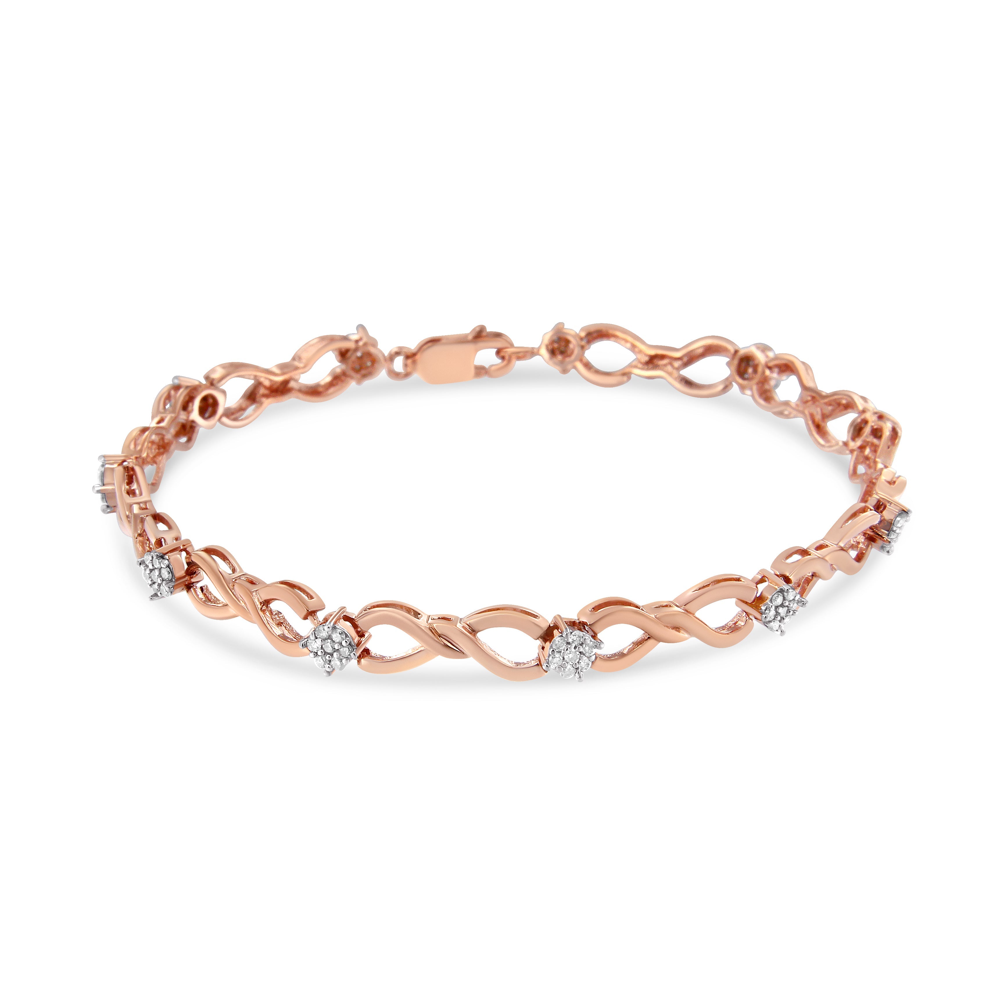 10K Rose Gold Plated .925 Sterling Silver 1/2 Cttw Diamond Infinity Link Tennis Bracelet (H-I Color, I2-I3 Clarity) -7â€