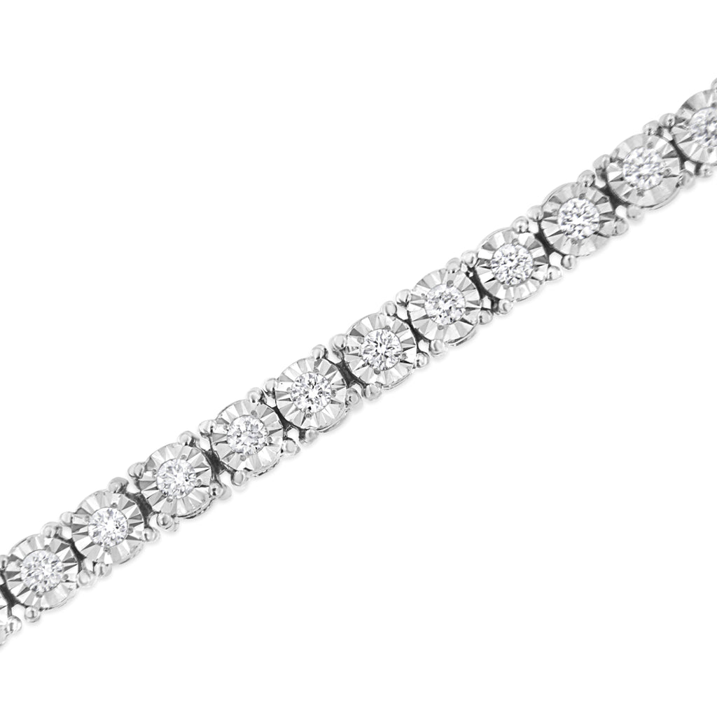 14K White Gold 3.0 Cttw Lab Grown Diamond Illusion-Set Miracle Plate Tennis Bracelet (F-G Color, VS1-VS2 Clarity) - Size 7.25"