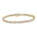 Two-Tone 10K Yellow Gold over .925 Sterling Silver 1.0 Cttw Diamond S-Curve Link Miracle-Set Tennis Bracelet (I-J Color, I3 Clarity) - 7"