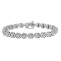 .925 Sterling Silver 1/10 cttw Miracle-Set Round-Cut Diamond "X" Link Tennis Bracelet (I-J color, I2-I3 clarity) - 7.25"