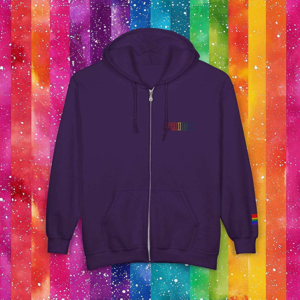 Bespattered Facade Rainbow LGBTQ+ Pride Embroidered Full-Zip Hoodie