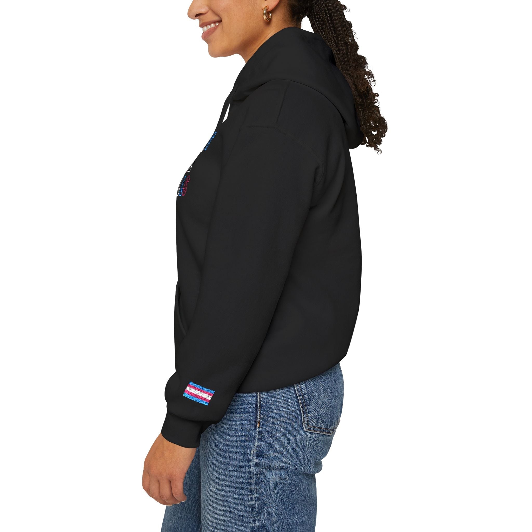 Bespattered Facade Protect the Dolls LGBTQ+ Pride Trans Support Embroidered Unisex Heavy Blend™ Hooded Sweatshirt