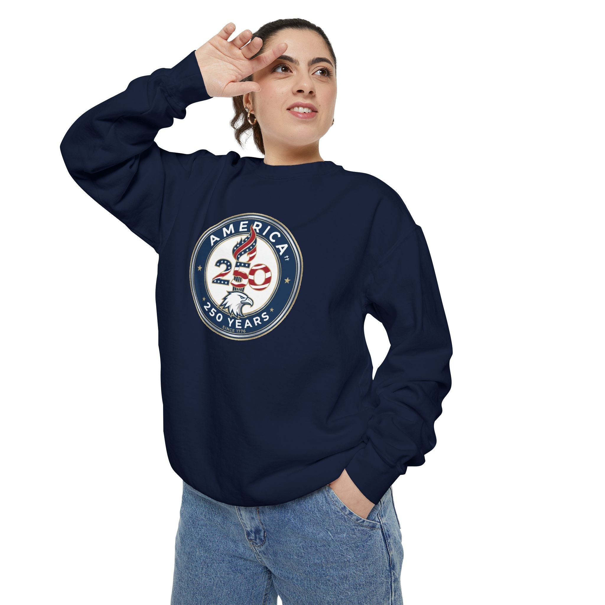 America 250 Years Badge -  Happy Birthday USA Sweatshirt