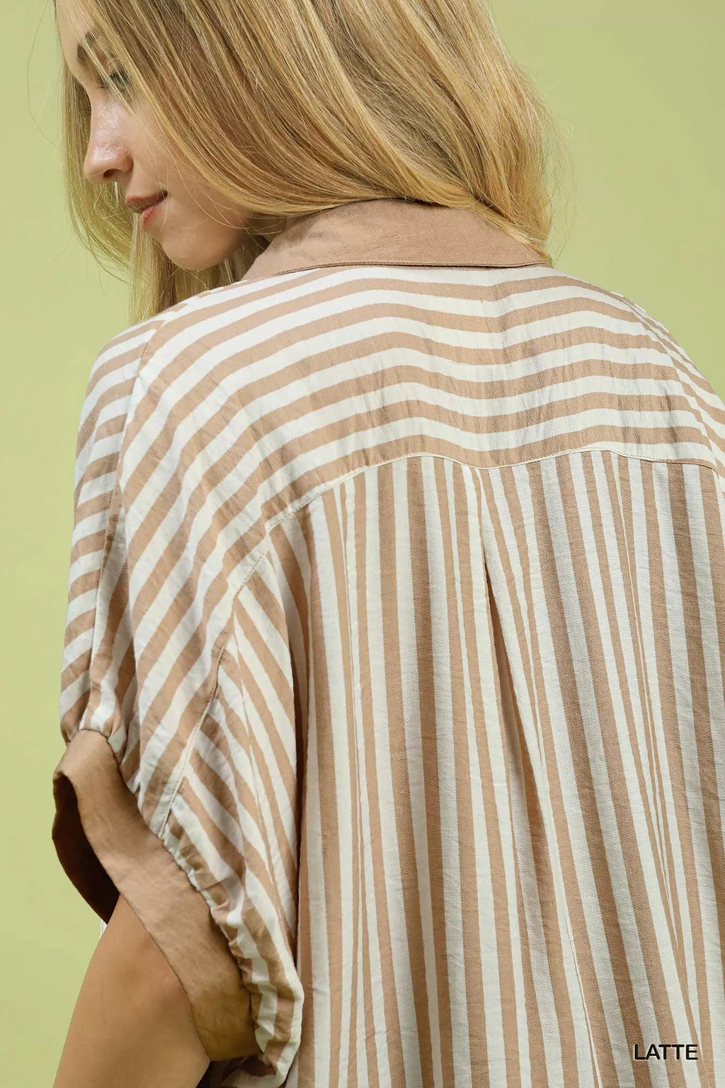 Umgee Stripe Collared Oversized Top