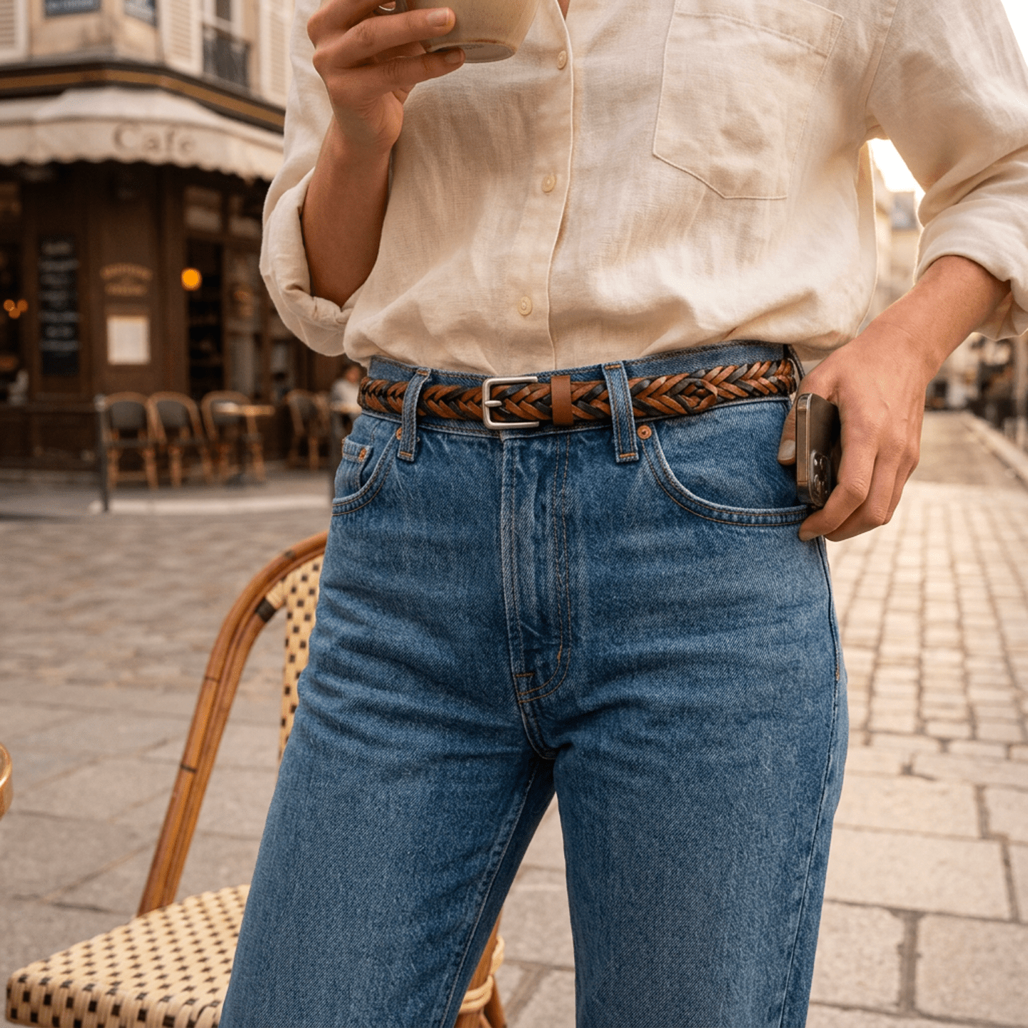Two-Tone Five Strand Braided Belt