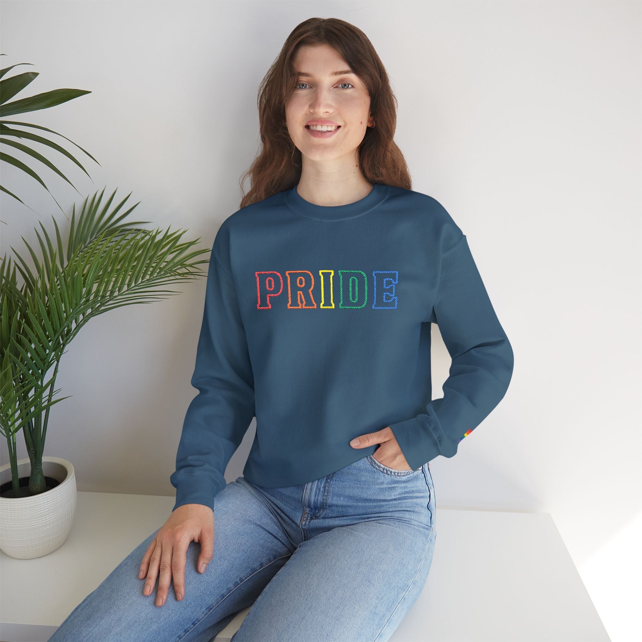 Bespattered Facade Rainbow LGBTQ+ Pride Embroidered Crewneck Sweatshirt