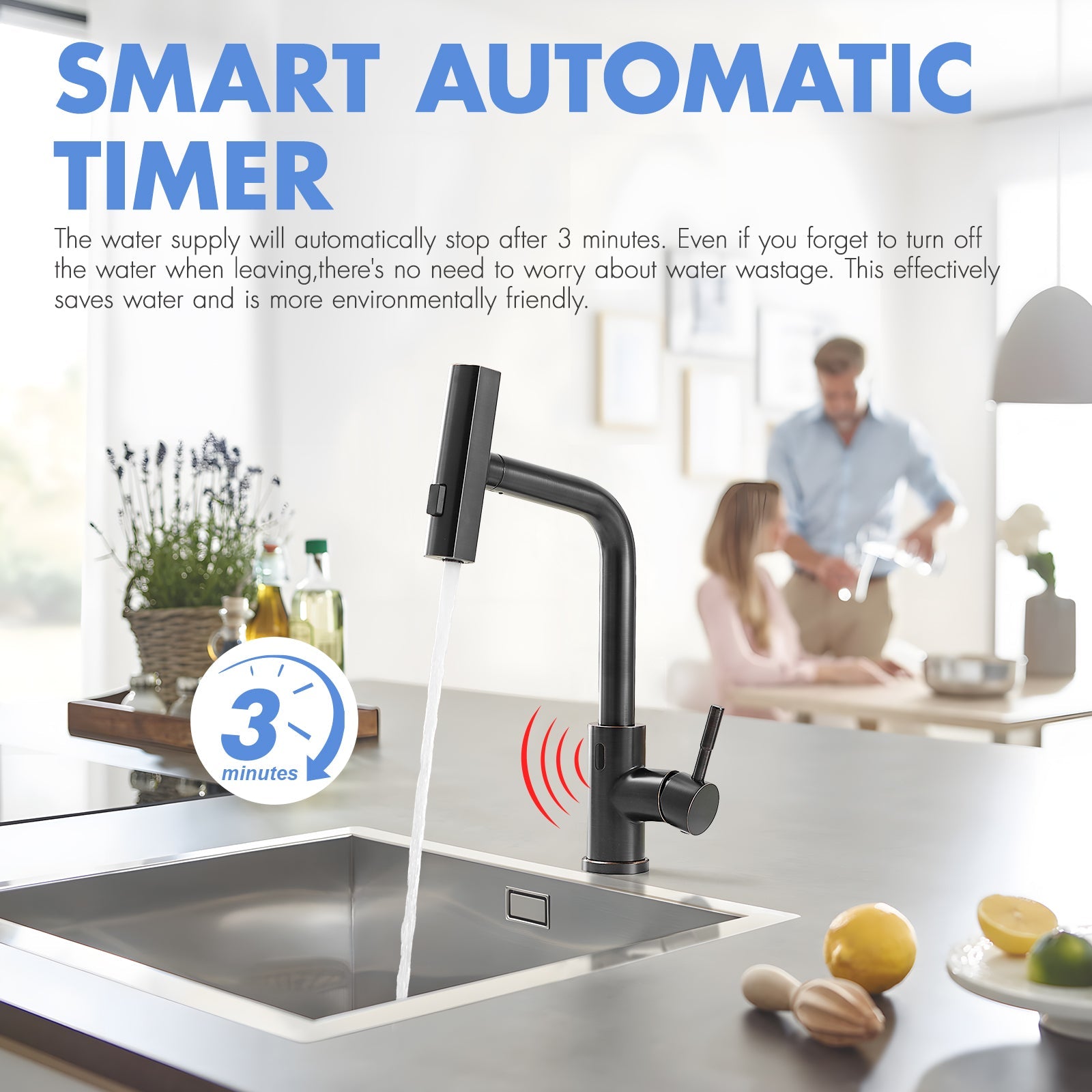 Touchless Kitchen Faucet, Hands Free Automatic Smart Kitchen Faucet, Stainless Steel Touchless Kitchen Faucet